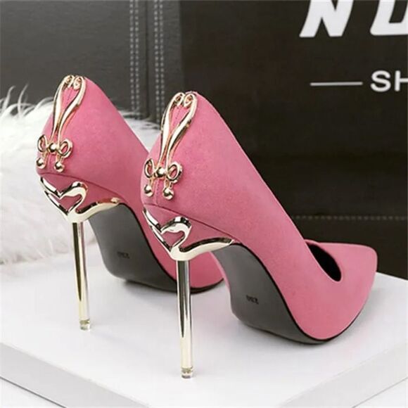 New Women Sexy Metal Heel Pointed-Toe High Heels Shoes Size 38 - Picture 1 of 13